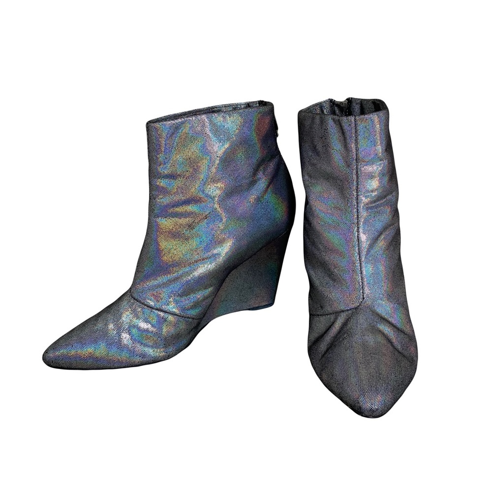 H&M holographic zip-up ankle boots size 8